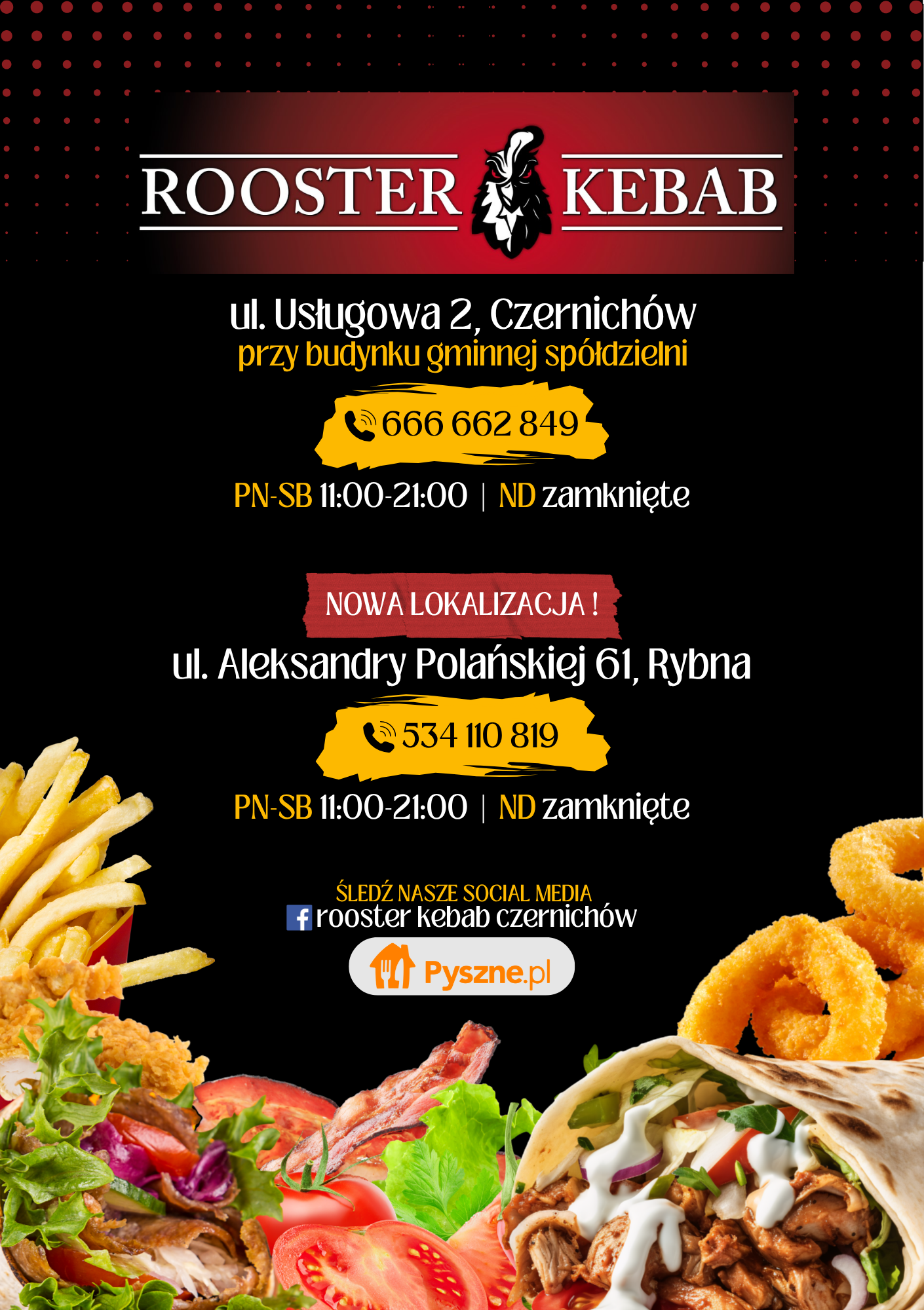 Projekt ulotki Rooster Kebab